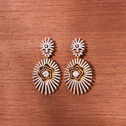 Cubic Zirconia Classic Earring With Rhodium Rose Gold 2 Tone Plating