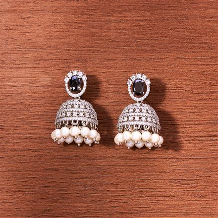 Cubic Zirconia Classic Jhumki With Rhodium Plating
