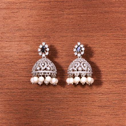 Cubic Zirconia Classic Jhumki With Rhodium Plating