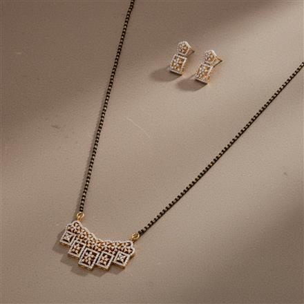 Cubic Zirconia Tanmaniya Mangalsutra With Gold Rhodium Plating