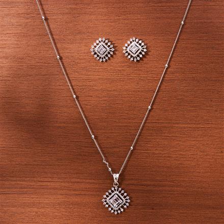 Cubic Zirconia Classic Pendant Set With Gold Rhodium Plating