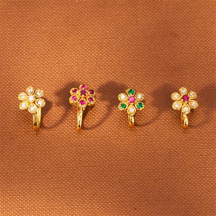 American Diamond Delicate Nose Ring With Gold Plating