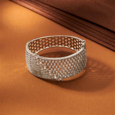 American Diamond Broad Kada With Black 2 Tone Rhodium plating