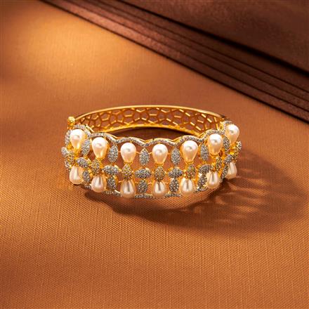 American Diamond Openable Kada With 2 Tone Rhodium Plating