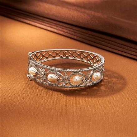 American Diamond Moti Kada With Black 2 Tone Rhodium plating