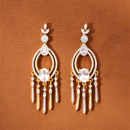 American Diamond Classic Earring With 2 Tone Rhodium Plating