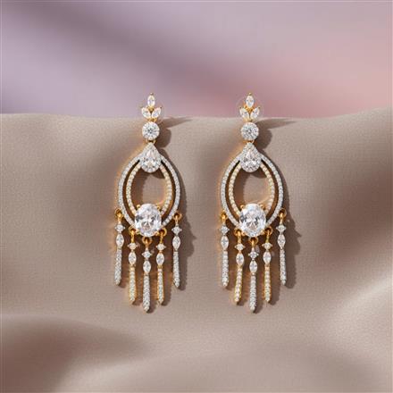 American Diamond Classic Earring With 2 Tone Rhodium Plating
