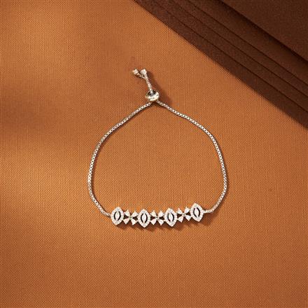 American Diamond Adjustable Bracelet With 2 Tone Rhodium Plating