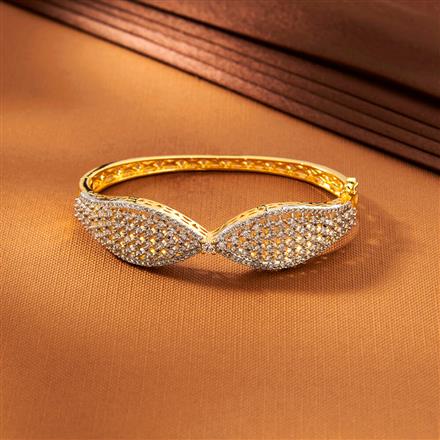 American Diamond Classic Kada With 2 Tone Rhodium Plating