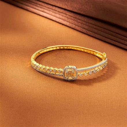 American Diamond Classic Kada With 2 Tone Rhodium Plating