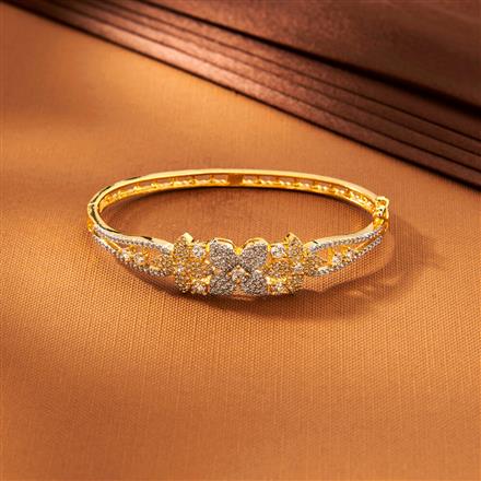 American Diamond Classic Kada With 2 Tone Rhodium Plating