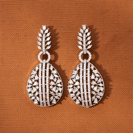 American Diamond Classic Earring With 2 Tone Rhodium Plating