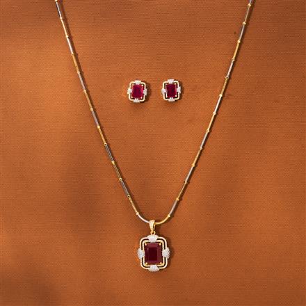 American Diamond Classic Pendant Set With 2 Tone Plating
