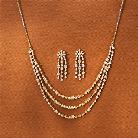 American Diamond 3 Line Necklace With 2 Tone Rhodium Plating