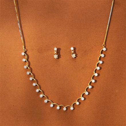 American Diamond Delicate Necklace With 2 Tone Rhodium Plating