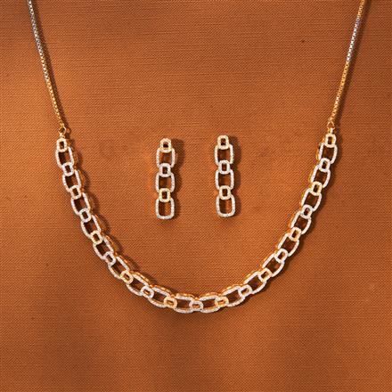 American Diamond Delicate Necklace With 2 Tone Rhodium Plating