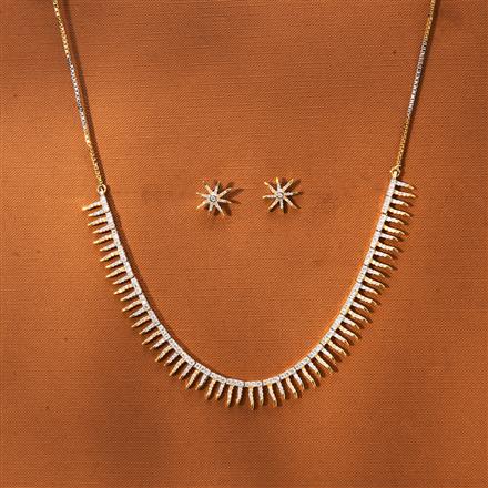 American Diamond Delicate Necklace With 2 Tone Rhodium Plating