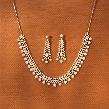 American Diamond Classic Necklace With 2 Tone Rhodium Plating