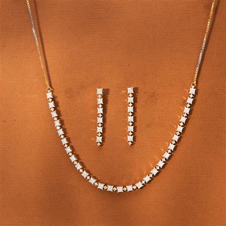 American Diamond Delicate Necklace With 2 Tone Rhodium Plating