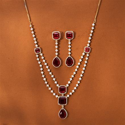 American Diamond 2 Line Necklace With 2 Tone Plating