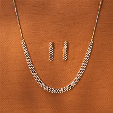 American Diamond Classic Necklace With 2 Tone Rhodium Plating