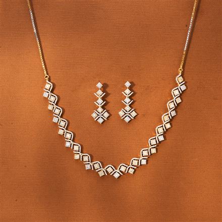 American Diamond Classic Necklace With 2 Tone Rhodium Plating