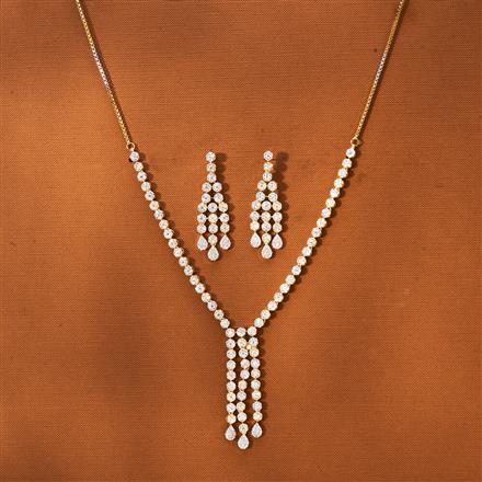 American Diamond Delicate Necklace With 2 Tone Rhodium Plating