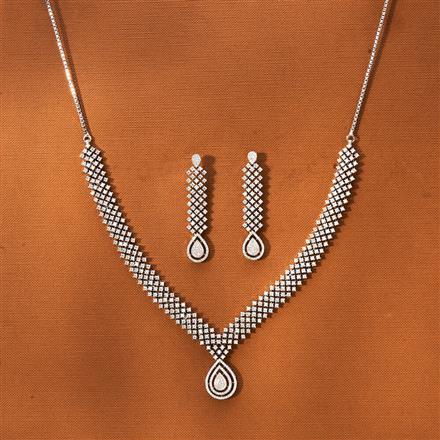 American Diamond Classic Necklace With 2 Tone Rhodium Plating