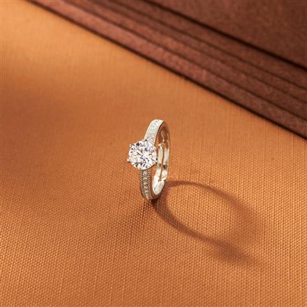 American Diamond Adjustable Ring With 2 Tone Rhodium Plating