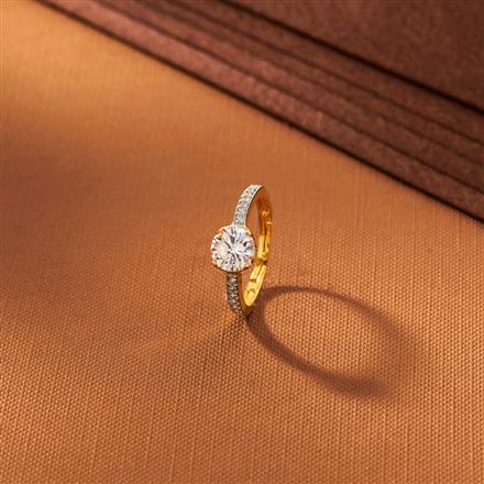 American Diamond Delicate Ring With 2 Tone Rhodium Plating