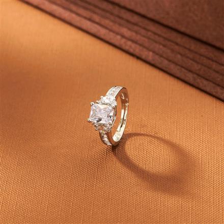 American Diamond Adjustable Ring With 2 Tone Rhodium Plating