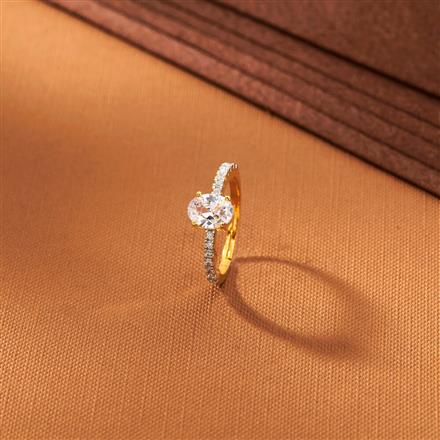 American Diamond Adjustable Ring With 2 Tone Rhodium Plating