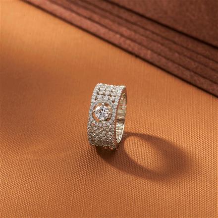 American Diamond Delicate Ring With 2 Tone Rhodium Plating