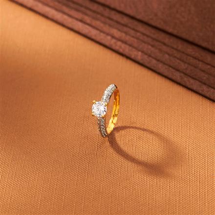 American Diamond Adjustable Ring With 2 Tone Rhodium Plating