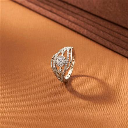 American Diamond Delicate Ring With 2 Tone Rhodium Plating