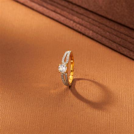 American Diamond Adjustable Ring With 2 Tone Rhodium Plating
