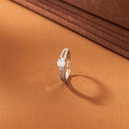 American Diamond Adjustable Ring With 2 Tone Rhodium Plating