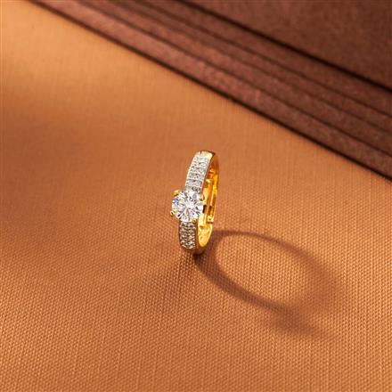 American Diamond Delicate Ring With 2 Tone Rhodium Plating