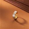 American Diamond Adjustable Ring With 2 Tone Rhodium Plating