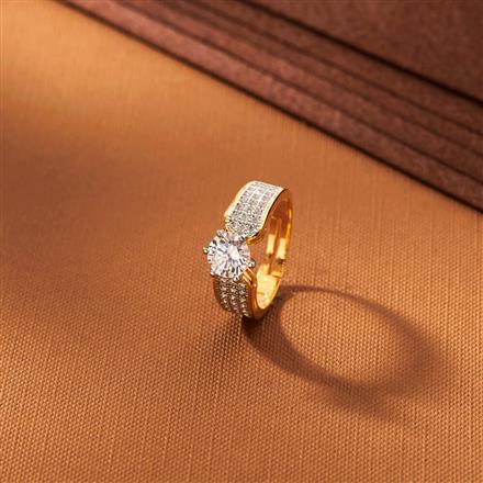 American Diamond Adjustable Ring With 2 Tone Rhodium Plating