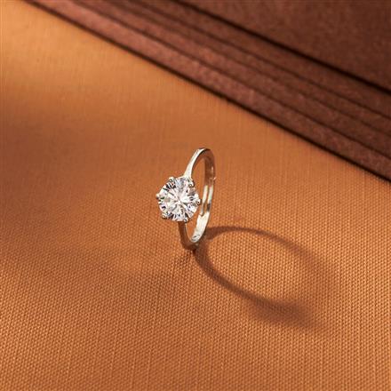 American Diamond Delicate Ring With 2 Tone Rhodium Plating