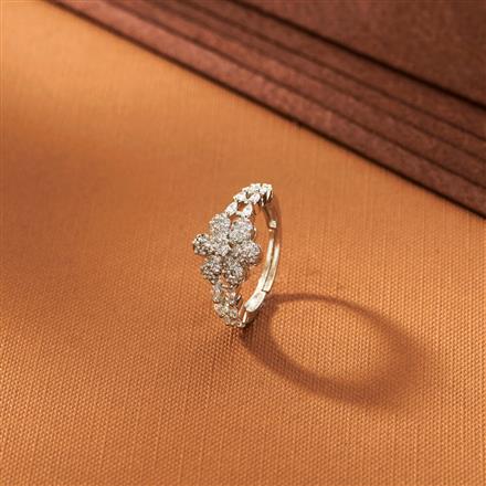 American Diamond Delicate Ring With 2 Tone Rhodium Plating