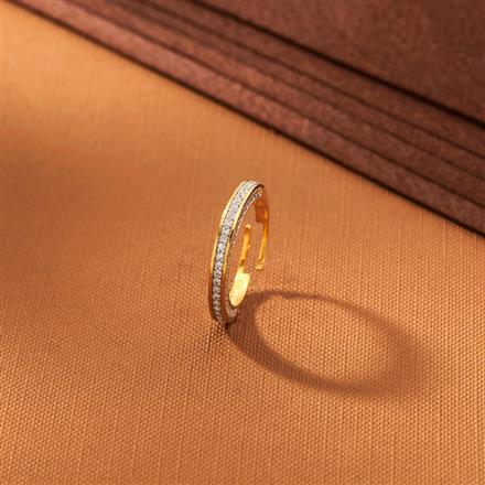 American Diamond Adjustable Ring With 2 Tone Rhodium Plating