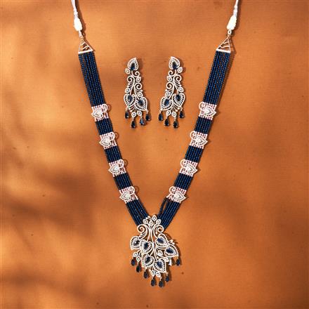 American Diamond Bandhai Mala Necklace With Rhodium Plating