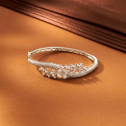 American Diamond Classic Kada With 2 Tone Rhodium Plating