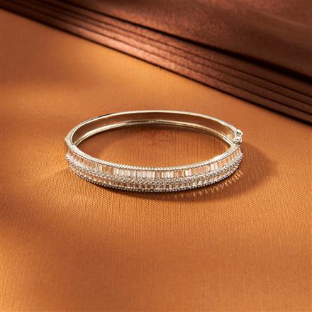 American Diamond Classic Kada With 2 Tone Rhodium Plating