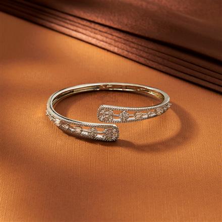 American Diamond Classic Kada With 2 Tone Rhodium Plating