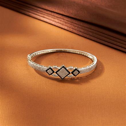 American Diamond Meenakari Kada With 2 Tone Rhodium Plating
