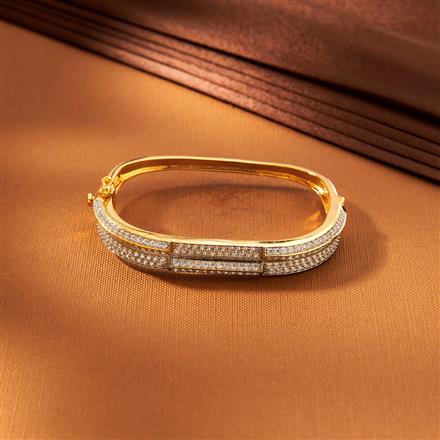 American Diamond Classic Kada With 2 Tone Rhodium Plating