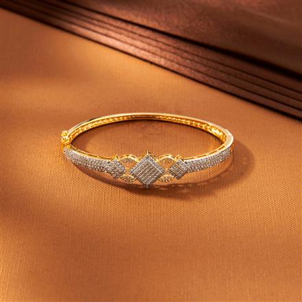American Diamond Classic Kada With 2 Tone Rhodium Plating